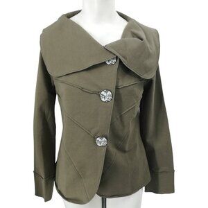 Neon Buddha Green Button Front Blazer Shirt Cardigan Size XS Art to Wear Stretch